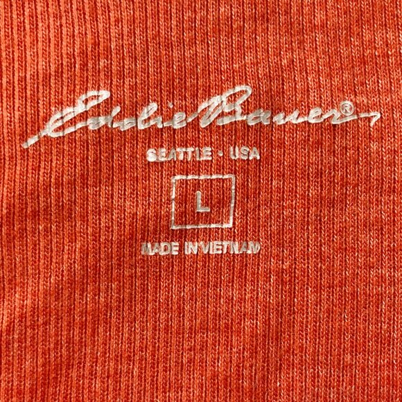 EDDIE BAUER Orange crochet floral lace trim ribbed tank top ~ MEDIUM LARGE shirt - Picture 2 of 11
